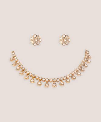 Gold finish moissanite necklace set 2