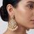Gold plated white stones kundan polki earrings