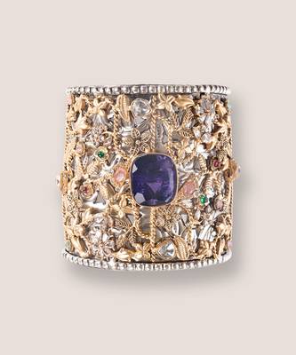Purple stone kundan cuff bracelet 2