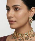 Multicolor stones gold finish kundan choker set