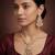 Gold finish jadau necklace set