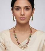 Multicolor stones kundan long necklace set