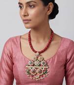 Gold finish multicolor kundan dori necklace