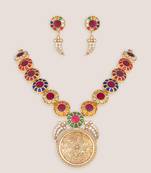 Multicolor stones kundan long necklace set