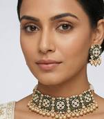 Green stones kundan choker set