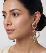Multicolor kundan polki chandbali earrings