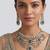 Dual tone finish green stones polki bridal necklace set