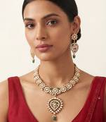 Multicolor stones gold finish kundan necklace set