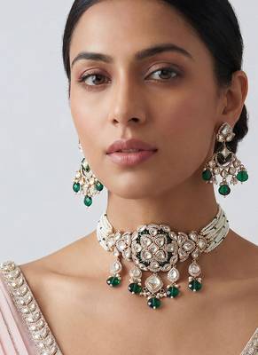 Green stones kundan choker set 1