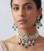 Green stones kundan choker set