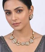 Gold finish kundan necklace set