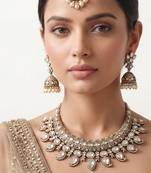 Gold two tone finish polki necklace set