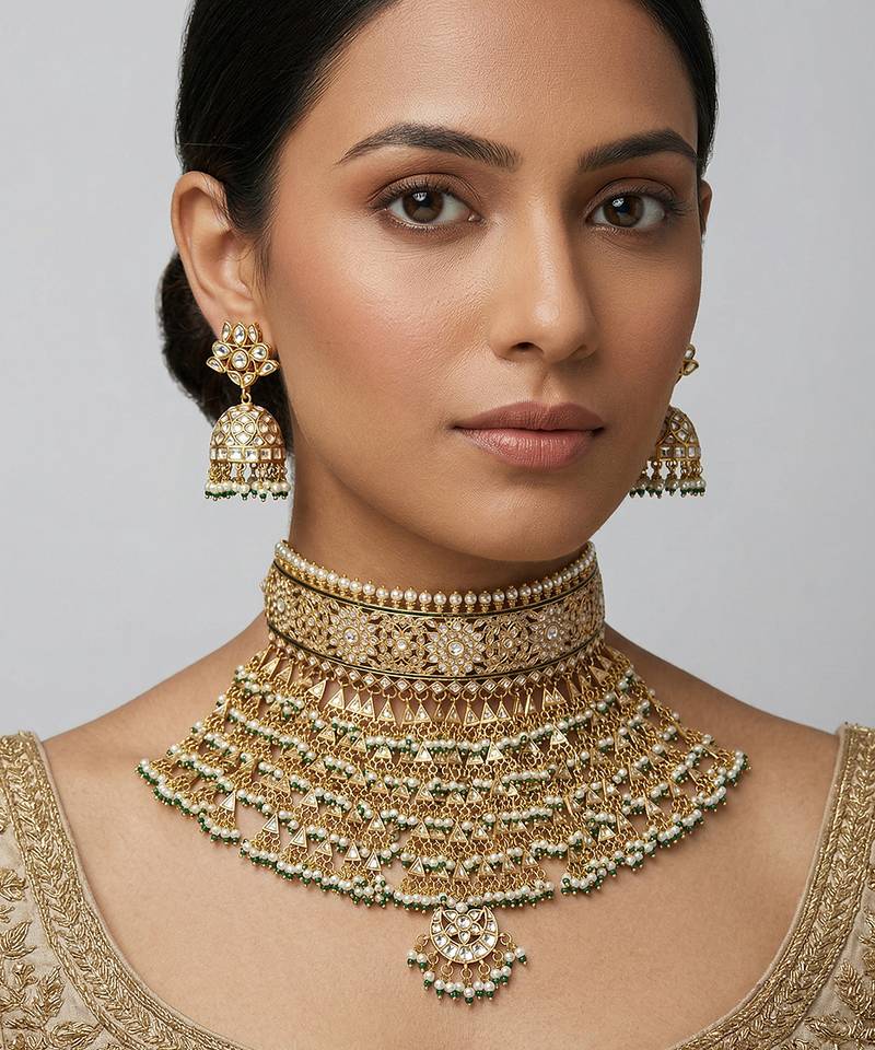 Royal gold kundan bridal choker set