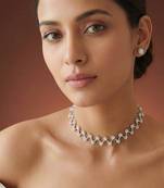 Zircon white finish diamond choker set