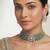 Two tone finish green stones polki choker set