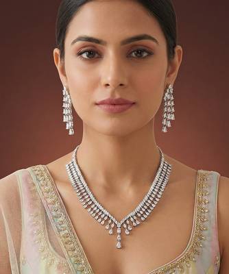 Zircon white finish diamond necklace set 1