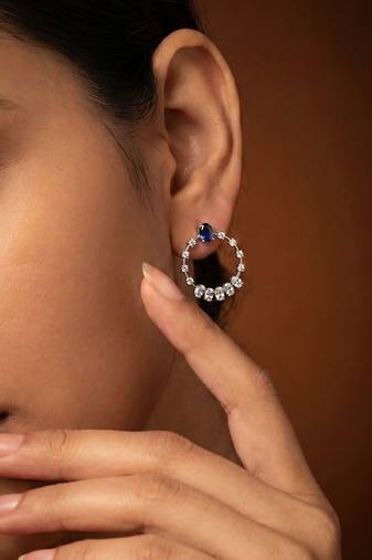 Blue silver plated earrings