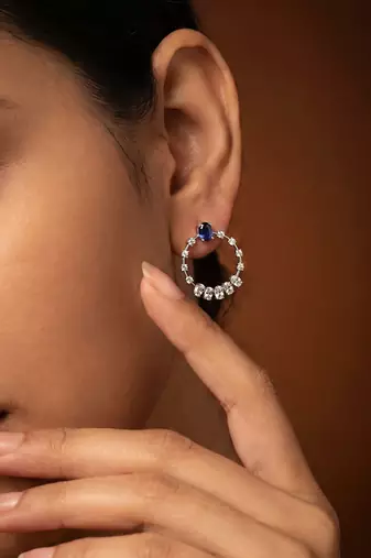 Blue silver plated earrings