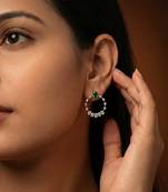 Green silver plated earrings