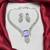 Lavender amethyst crystal necklace and earrings set, silver v-shape bridal choker, marquise cut cz statement jewelry