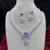 Lavender amethyst crystal necklace and earrings set, silver v-shape bridal choker, marquise cut cz statement jewelry