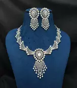 Silver Plated Faux Diamond Bridal Choker Set