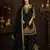 Black chinon silk sharara suit with embroidered dupatta