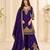 blue chinon silk blend sharara suit with embroidered dupatta