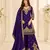 Blue chinon silk sharara suit with embroidered dupatta