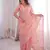 Peach premium two tone fandy silk saree with heavy beads & moti work