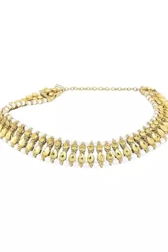 Traditional Anklets, payal with Golden Stone