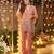 peach silk blend sequins beads embroidered kurta pant set