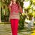 red crepe silk blend sequins beads kurta set