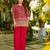 red crepe silk blend sequins beads kurta set