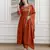 orange vichitra silk blend sequins embroidered kurta set with dupatta