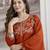 orange vichitra silk blend sequins embroidered kurta set with dupatta