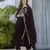 brown vichitra silk blend sequins embroidered kurta set with dupatta
