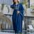 Teal blue vichitra silk blend sequins embroidered kurta set with dupatta