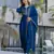 Teal blue vichitra silk blend sequins embroidered kurta set with dupatta