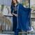 Teal blue vichitra silk blend sequins embroidered kurta set with dupatta