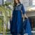 Teal blue vichitra silk blend sequins embroidered kurta set with dupatta