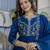 Teal blue vichitra silk blend sequins embroidered kurta set with dupatta