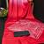 Red printed satin saree with blouse piece