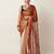Rust printed satin saree with blouse piece