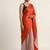 Orange printed satin saree with blouse piece