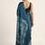 Blue printed satin saree with blouse piece