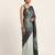 Grey printed satin saree with blouse piece