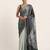 Grey printed satin saree with blouse piece