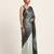 Grey printed satin saree with blouse piece