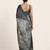Grey printed satin saree with blouse piece